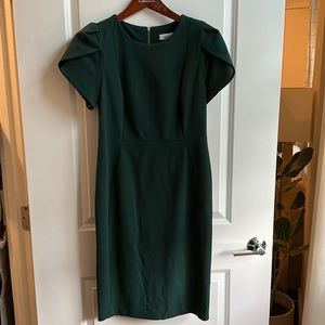 Forest green Calvin Klein tulip sleeved dress size 10